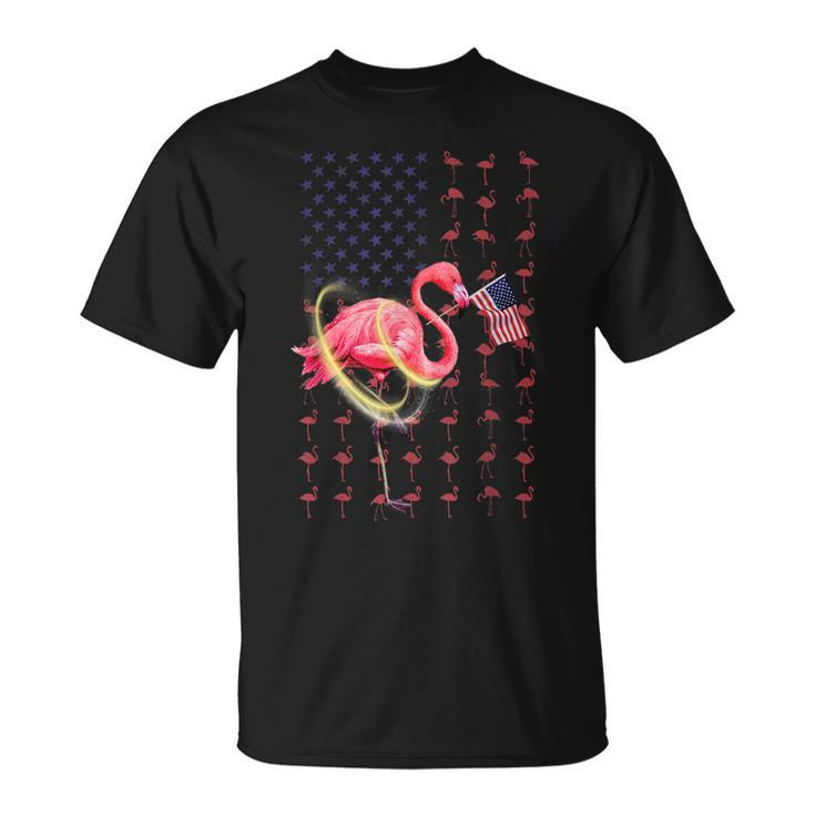 Flamingo American Usa Flag 4Th Of July Funny Patriotic   Unisex T-Shirt