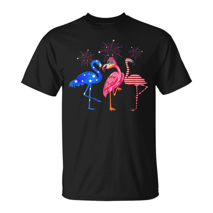 Flamingos Usa Flag 4Th Of July Independence Day Patriotic   Unisex T-Shirt