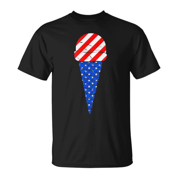 Fourth Of July American Flag Ice Cream  Unisex T-Shirt