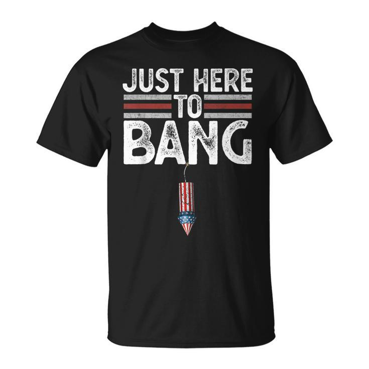 Fourth Of July Funny Just Here To Bang 4Th Of July Men Women  Unisex T-Shirt