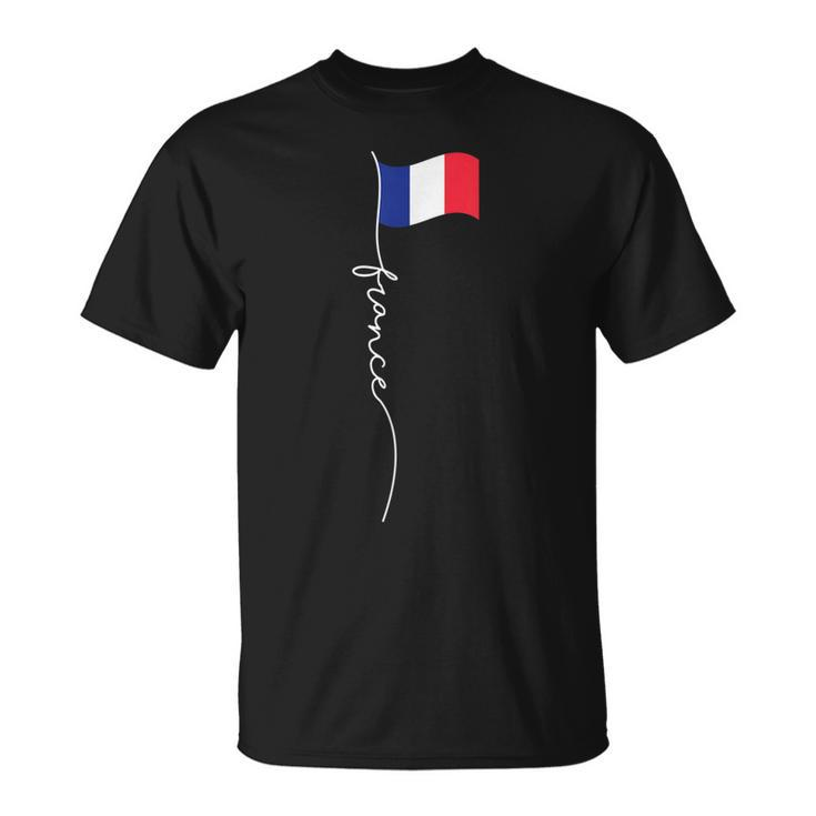 France Signature Flag Pole - Elegant Patriotic French Flag  Unisex T-Shirt