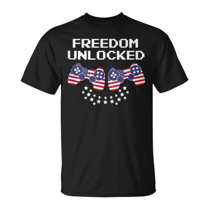 Freedom Unlocked Gamer 4Th Of July Video Games  Unisex T-Shirt