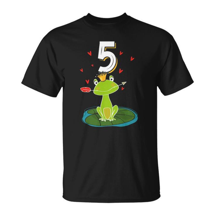 Frog Animal Lovers 5Th Birthday Girl B-Day 5 Years Old Unisex T-Shirt
