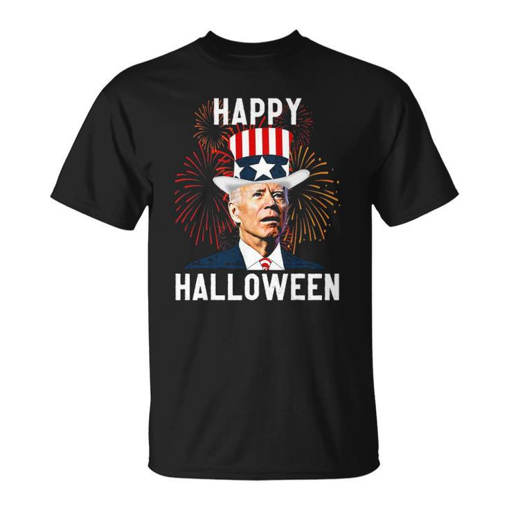 Funny Anti Biden Joe Biden Happy Halloween For Fourth Of July Unisex T-Shirt
