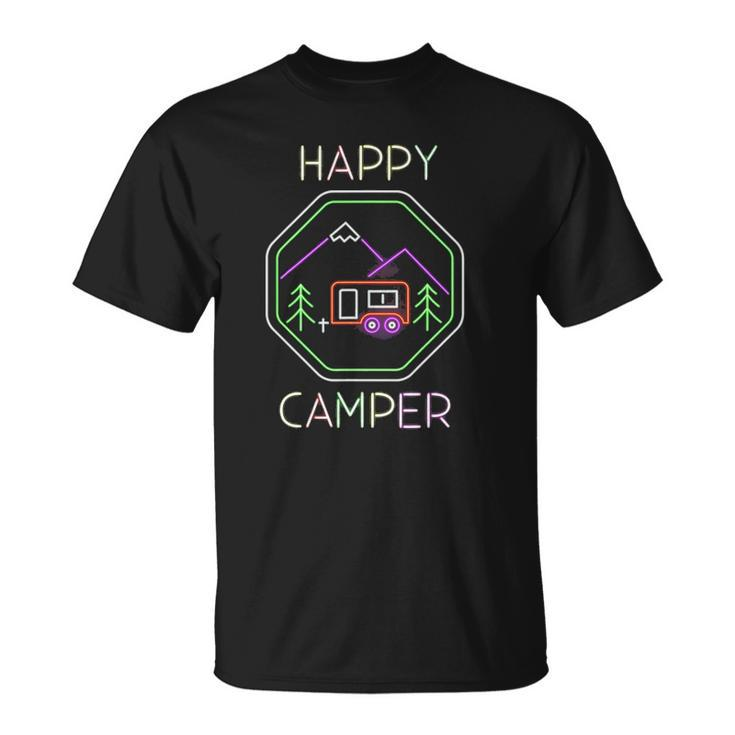 Funny Camper Gift Tee Happy Camping Lover Camp Vacation Unisex T-Shirt