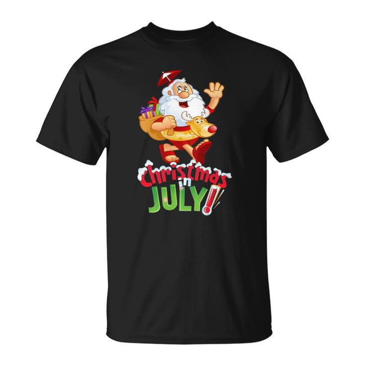 Funny Christmas In July  Summer Reindeer Float Xmas Unisex T-Shirt