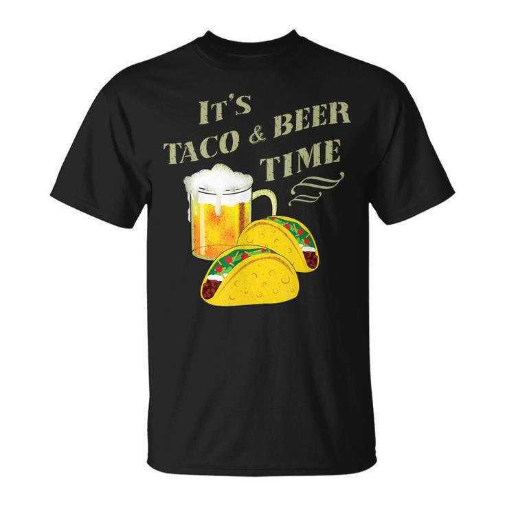 Funny Drinking  Its Taco & Beer Time Cinco De Mayo  Unisex T-Shirt