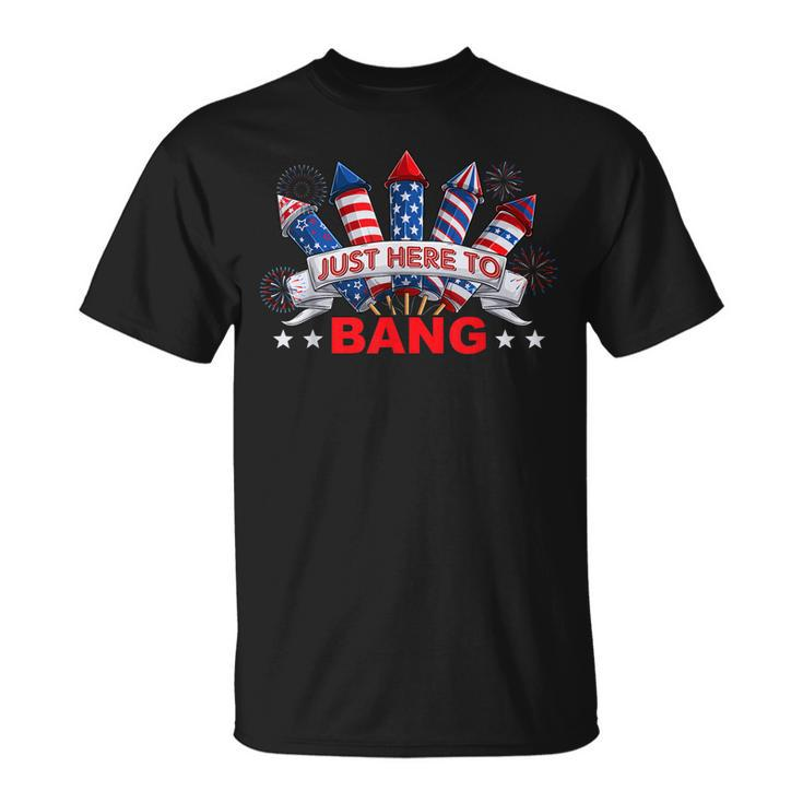 Funny Im Just Here To Bang  4Th Of July Mens Womens Kids  Unisex T-Shirt