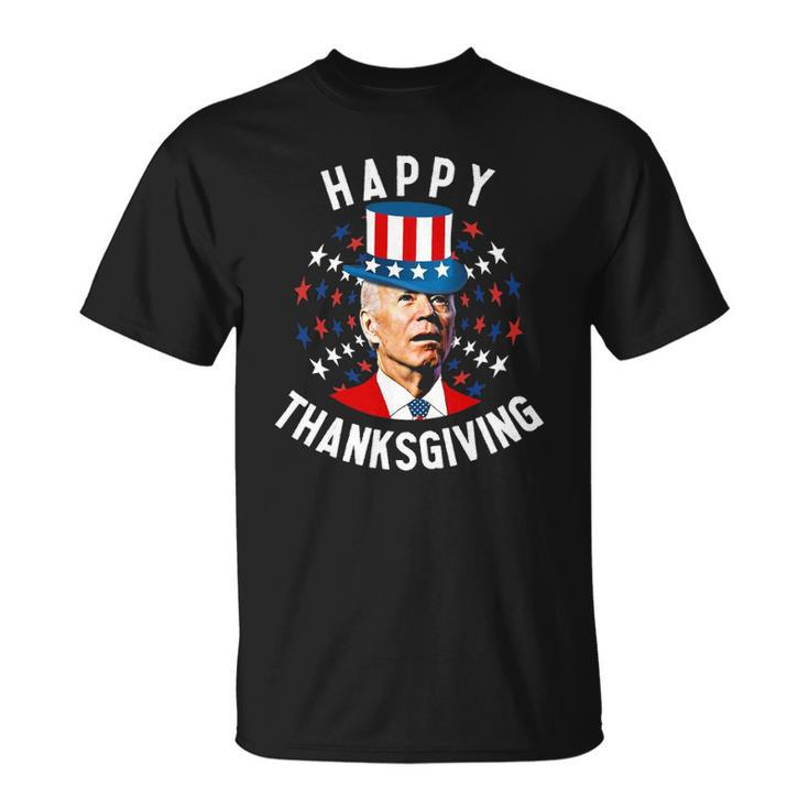 Funny Joe Biden Happy Thanksgiving For Fourth Of July Red White Blue Star Unisex T-Shirt