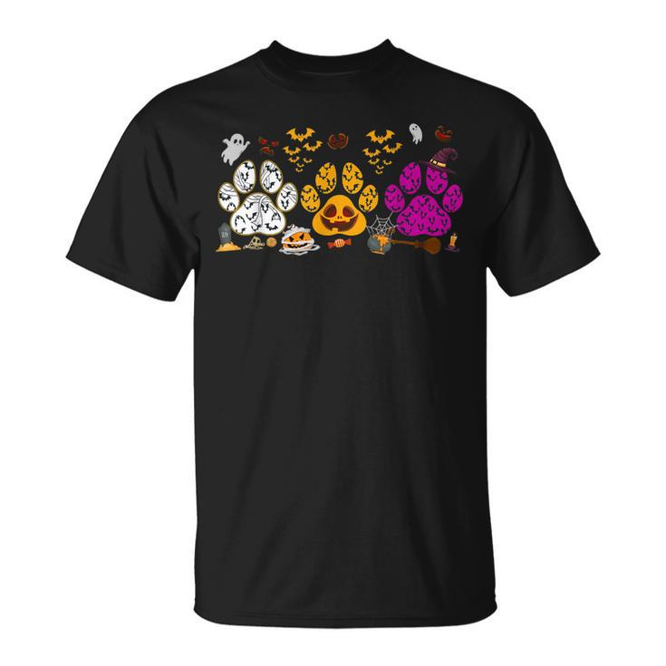 Funny Paw Print Halloween Dog Candy Pumpkin Ghost Dog Lovers  Unisex T-Shirt