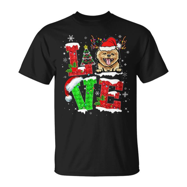 Funny Pomeranian Dog Tree Christmas Lights Xmas Pajama T-Shirt Unisex T-Shirt