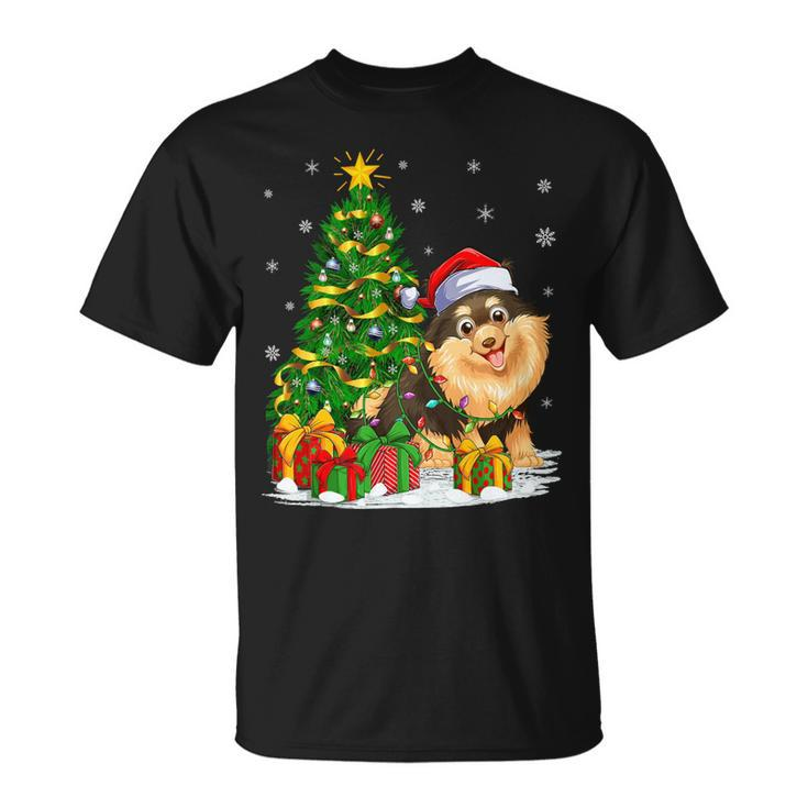 Funny Xmas Tree Family Matching Santa Pomeranian Christmas T-Shirt Unisex T-Shirt
