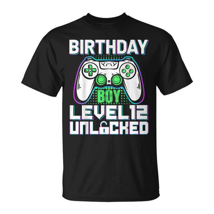 Gamer 12Th Birthday Boy Level Unlocked 12 Years Old Birthday  Unisex T-Shirt