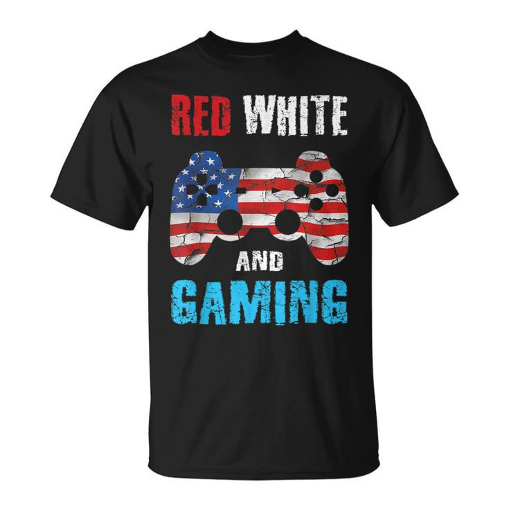 Gamer 4Th Of July Red White Gaming Video Game Boys Kids N  Unisex T-Shirt