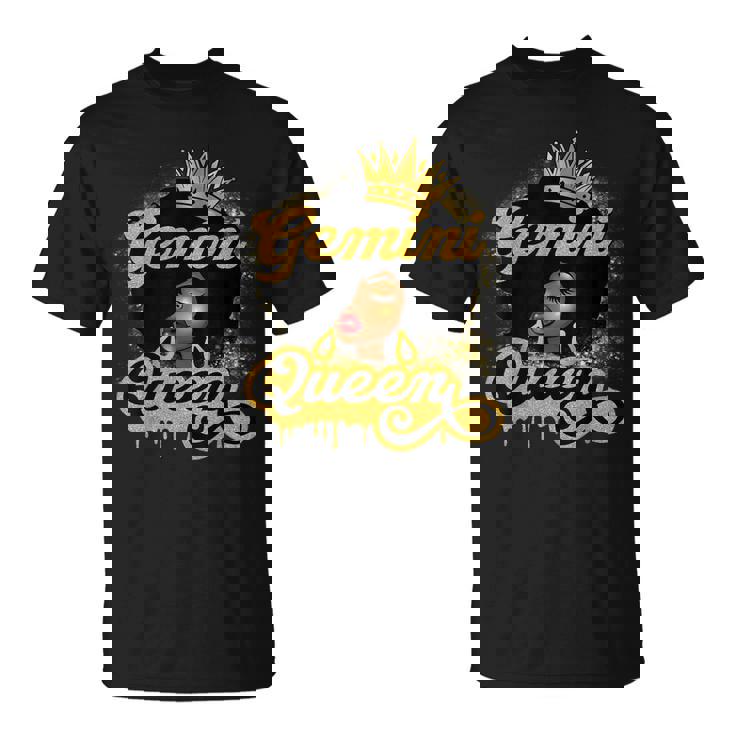 Gemini Queen Birthday Girl Afro Woman Black Queen Zodiac Unisex T-Shirt