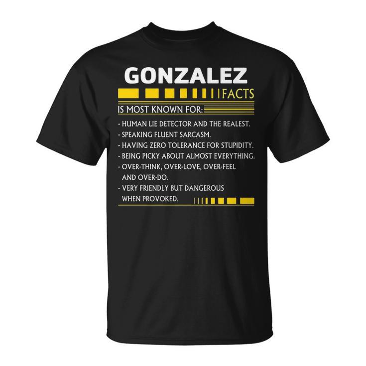 Gonzalez Name Gonzalez Facts V2 T-Shirt - Seseable