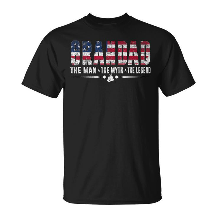 Grandad Man Myth Legend Usa Flag 4Th Of July Grandpa Dad  Unisex T-Shirt