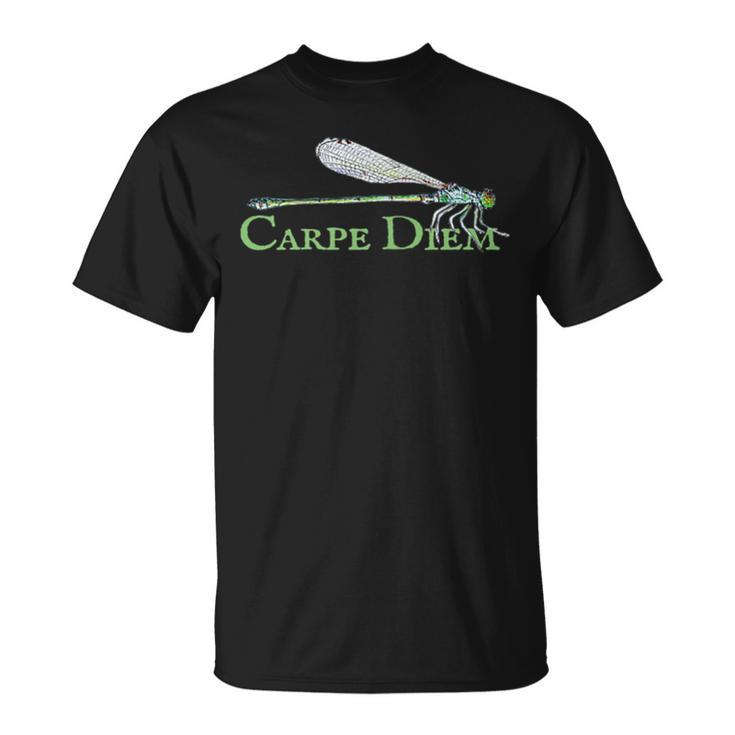 Green Dragonfly Carpe Diem Double Sided T-shirt