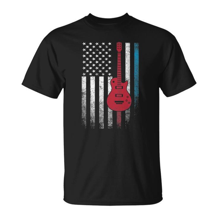 Guitar Music Musician 4Th Of July American Flag Usa America Unisex T-Shirt