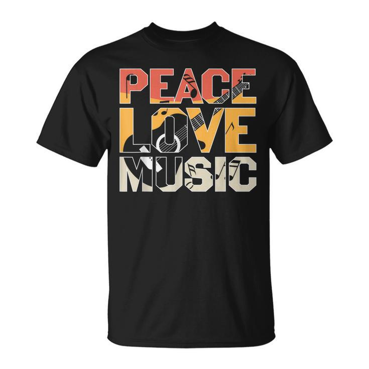 Guitar  Retro Peace Love Music Band Gift Guitarist  Unisex T-Shirt