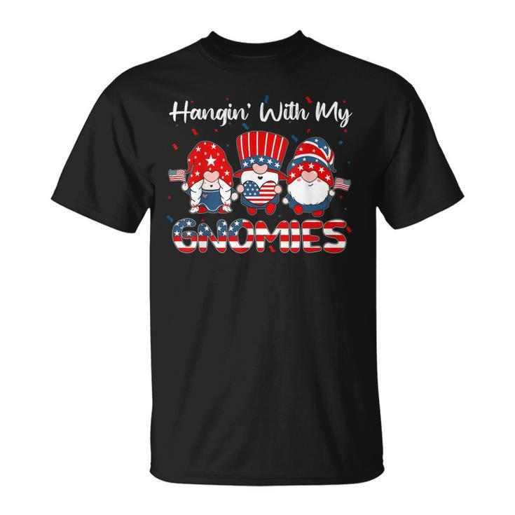 Hanging With My Gnomies Cute Patriotic 4Th Of July Gnome  Unisex T-Shirt