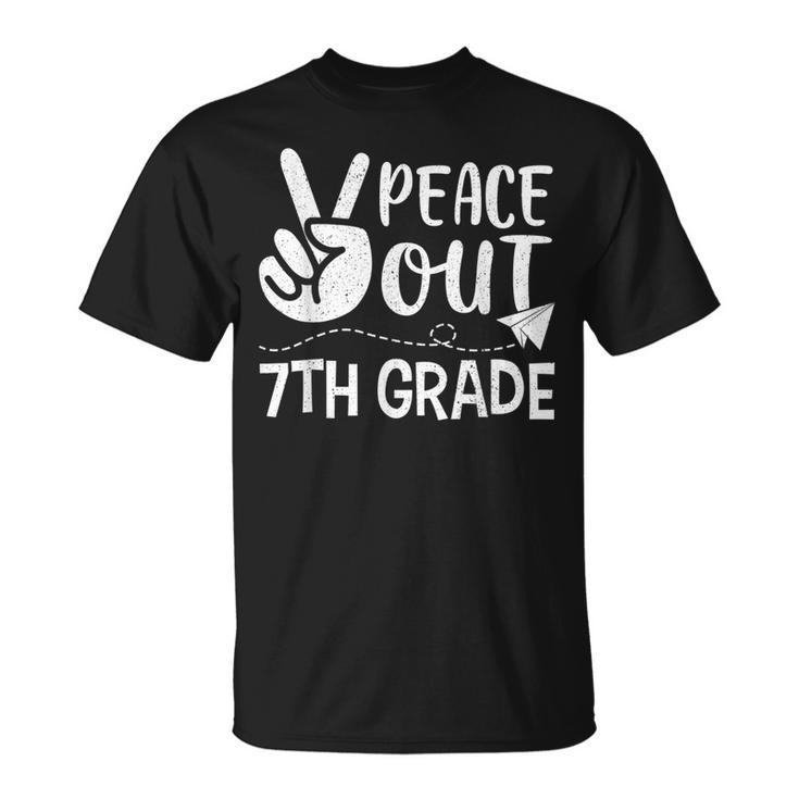 Happy Last Day Of School Retro Peace Out 7Th Grade  Unisex T-Shirt