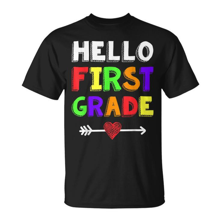 Hello First Grade Team 1St Grade Back To School Teacher Kids  Unisex T-Shirt