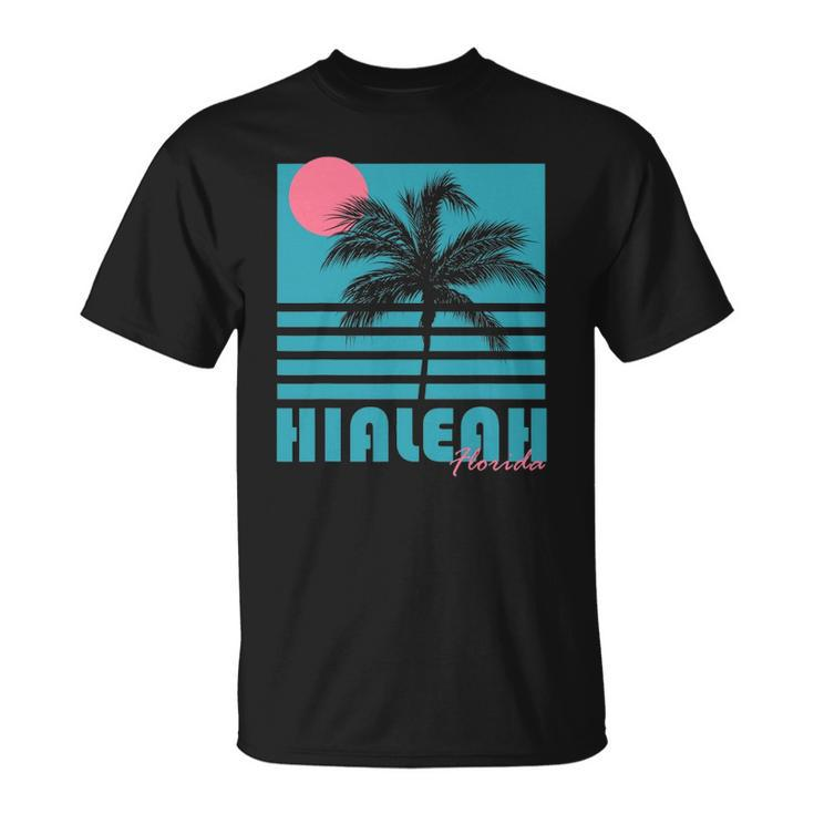Hialeah Florida Vintage Souvenirs Palm Trees Beach Unisex T-Shirt