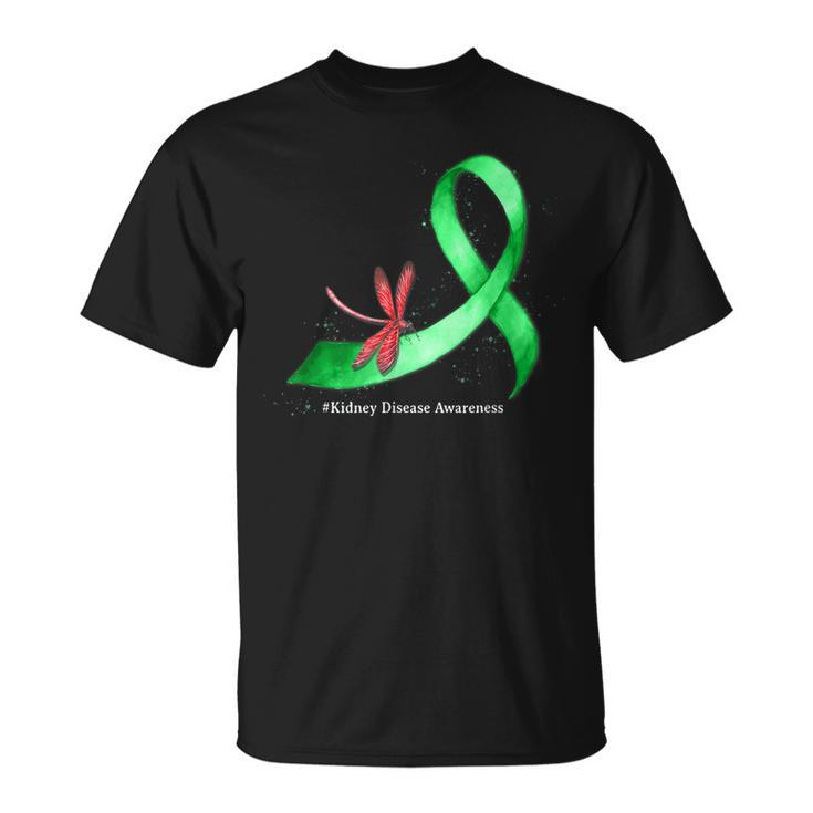 Hippie Dragonfly Green Ribbon Kidney Disease Awareness  Unisex T-Shirt
