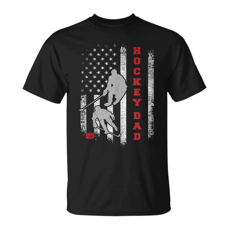 Hockey Dad US American Flag 4Th Of July Gift  Unisex T-Shirt