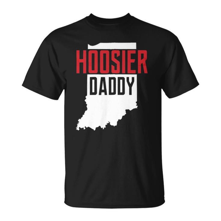 Hoosier Daddy Indiana State Map Gift Zip Unisex T-Shirt
