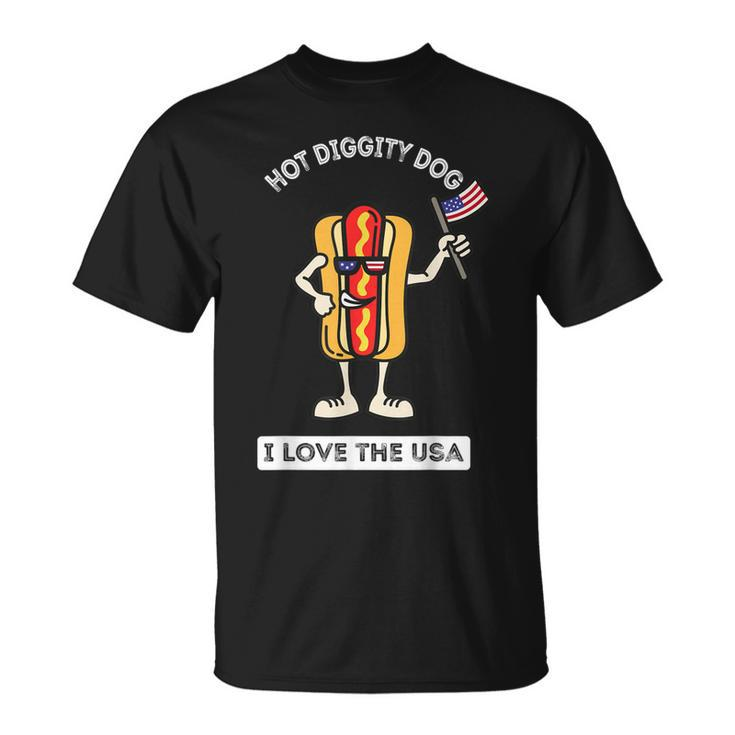 Hot Diggity Dog July 4Th Patriotic Bbq Picnic Cookout Funny  Unisex T-Shirt