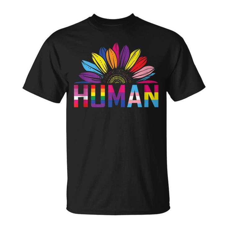 Human Lgbtq Month Pride Sunflower Unisex T-Shirt