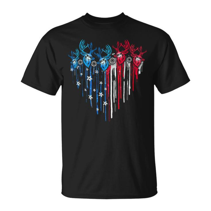 Hunting America Heart Flag Unisex T-Shirt