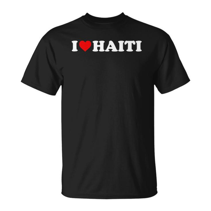 I Love Haiti - Red Heart Unisex T-Shirt