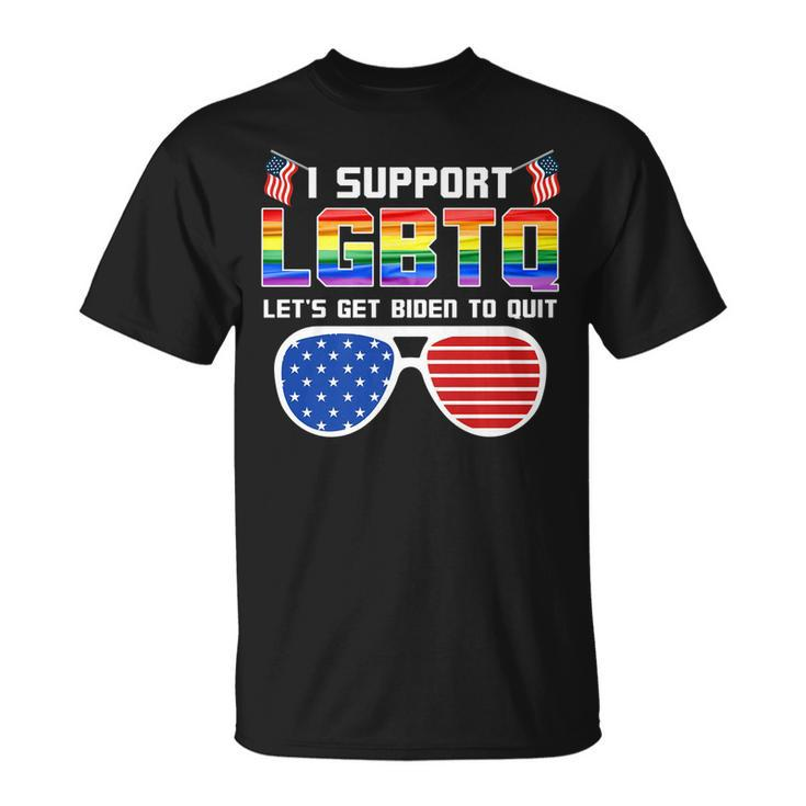 I Support Lgbtq Lets Get Biden To Quit Funny Political Unisex T-Shirt