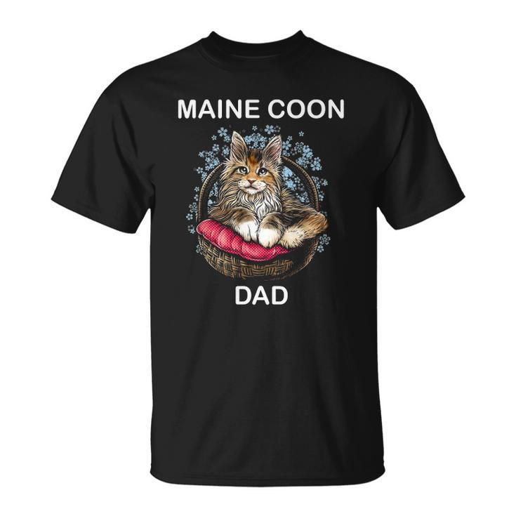 Illustration Art Of Maine Coon Cat For Mens Dad Daddy Father Unisex T-Shirt