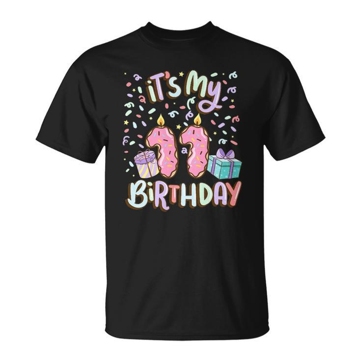 Its My 11Th Birthday Cake Donut 11 Years Old Confetti Unisex T-Shirt
