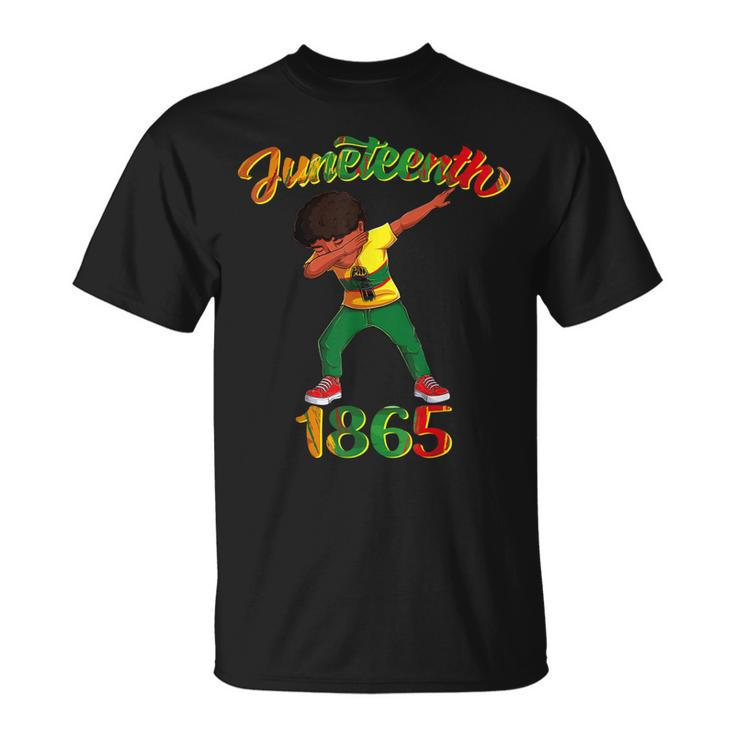 Juneteenth 1865 Dab Black Boy Brown Skin Afro American Boys   Unisex T-Shirt