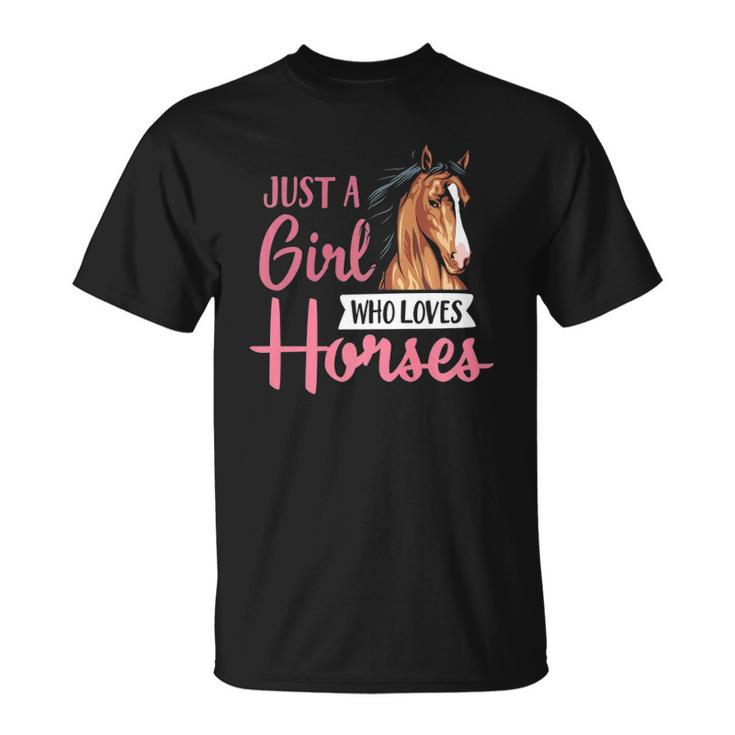 Just A Girl Who Loves Horses Cute Horseback Riding Lesson  Unisex T-Shirt