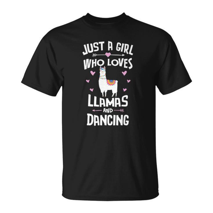 Just A Girl Who Loves Llamas And Dancing Gift Women Unisex T-Shirt