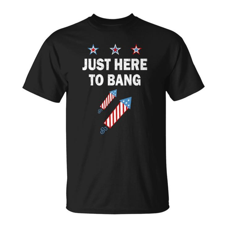 Just Here To Bang 4Th Of July Fireworks Patriotic American Unisex T-Shirt