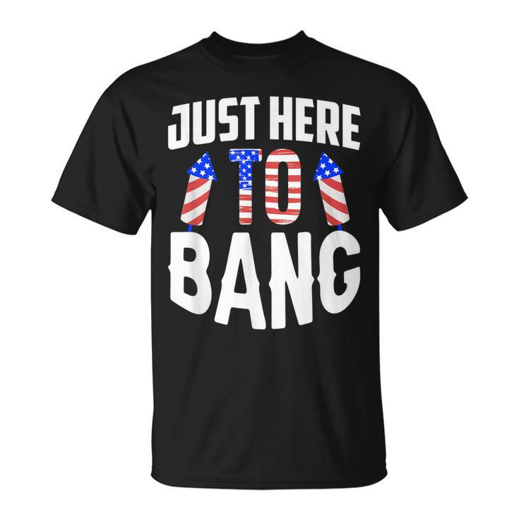 Just Here To Bang Funny 4Th Of July Fourth Of July  Unisex T-Shirt