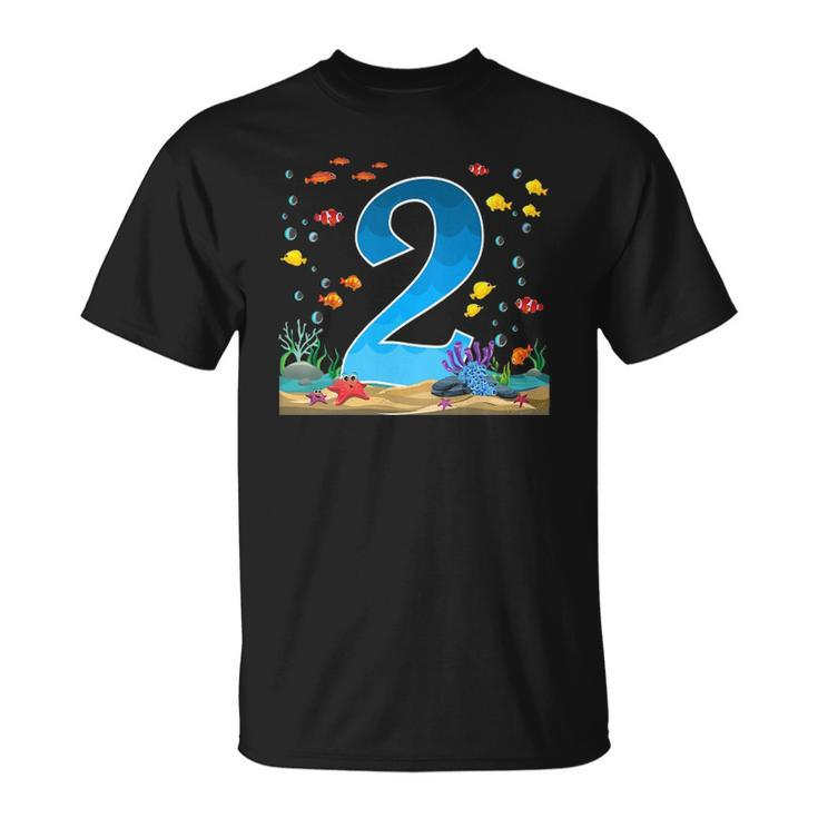 Kids 2 Years Old Ocean Birthday Under The Sea Fish Theme 2Nd Gift Unisex T-Shirt