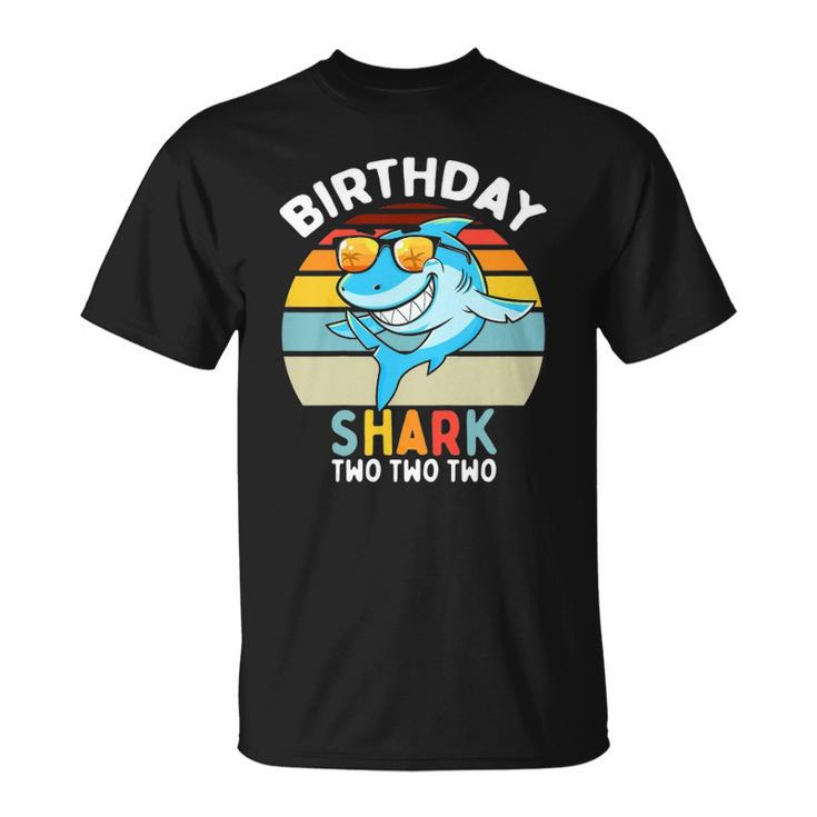 Kids 2Nd Birthday Boy Shark 2 Years Old Boys Matching Family Unisex T-Shirt
