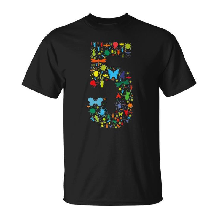 Kids 5 Years Old Birthday Bugs 5Th Birthday Insect Unisex T-Shirt