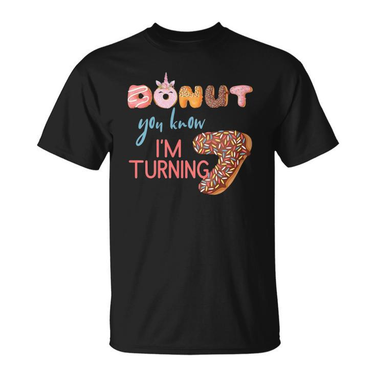 Kids 7Th Birthday7 Seven Unicorn Donut Birthday Unisex T-Shirt