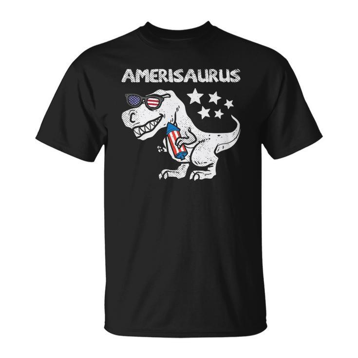 Kids Amerisaurus Trex Dinosaur 4Th Of July Patriotic Kids Boys Unisex T-Shirt