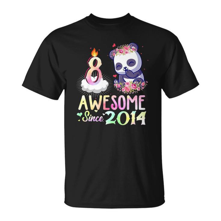 Kids Awesome Since 2014 8Th Birthday 8 Years Old Panda Girl Unisex T-Shirt