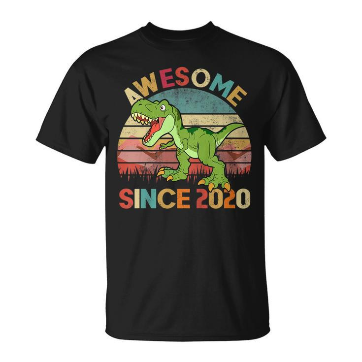 Kids Dinosaur 2Nd Birthday 2 Year Old Awesome Since 2020  Unisex T-Shirt